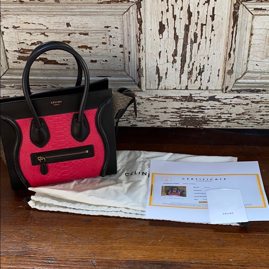 Celine Micro Luggage Python Embossed